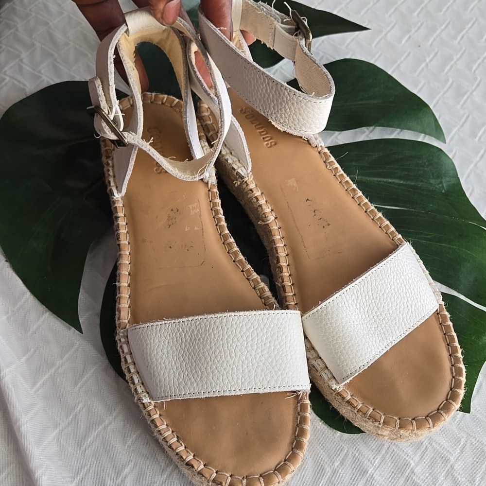 Soludos White Espadrille Sandals Ankle Strap Vacation Beach Summer Shoes - Picture 2 of 9